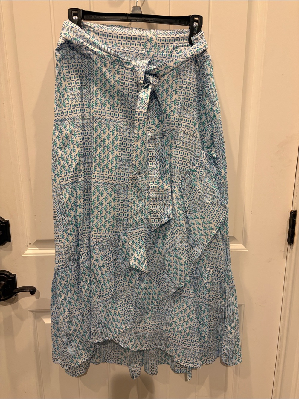 Vineyard Vines Blue & White Printed Tie-Waist Maxi Skirt